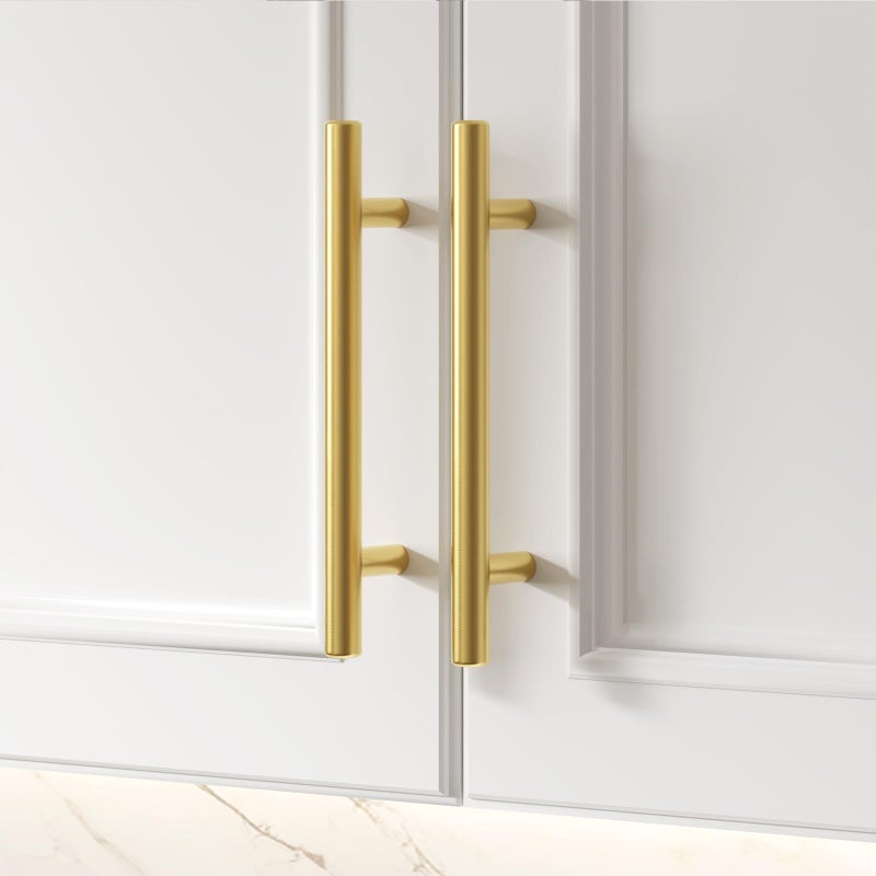 Goldenwarm 10 Pack 2-1/2 inch Gold Cabinet Handles Brushed Gold Cabinet Pulls Stainless Steel Drawer Pulls, Durable Kitchen Cabinet Handles - Bathroom Bedroom Dresser Handles Easy DIY Upgrade - Image 2